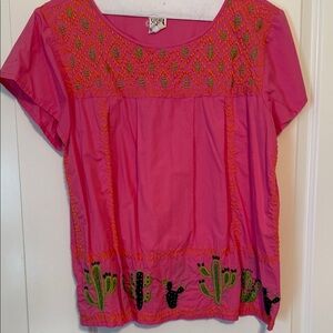 Sister Embroidered Fuchsia Blouse
